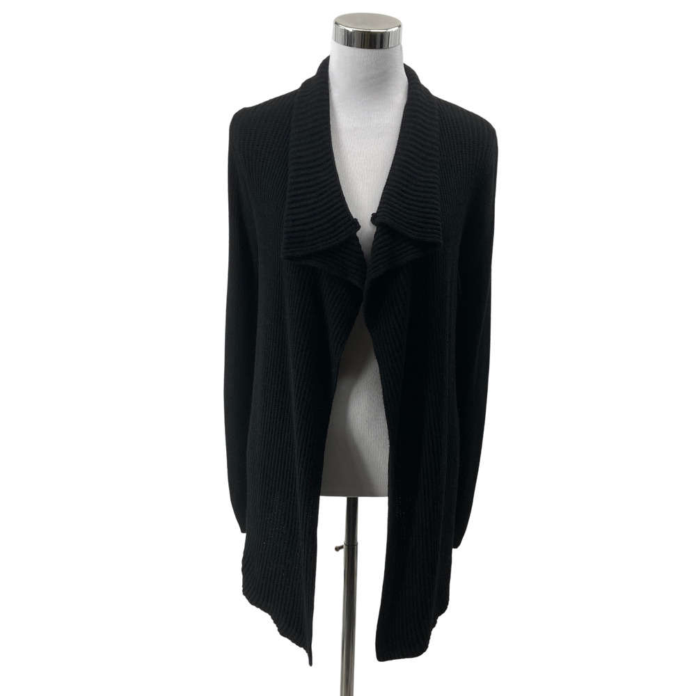Banana Republic Black Ribbed Knit Shawl Collar Hi-Low Cardigan Sweater Size XS